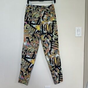 RARE VTG 90’S MOSCHINO WOMEN’S PEACE PRINT JEANS SIZE S